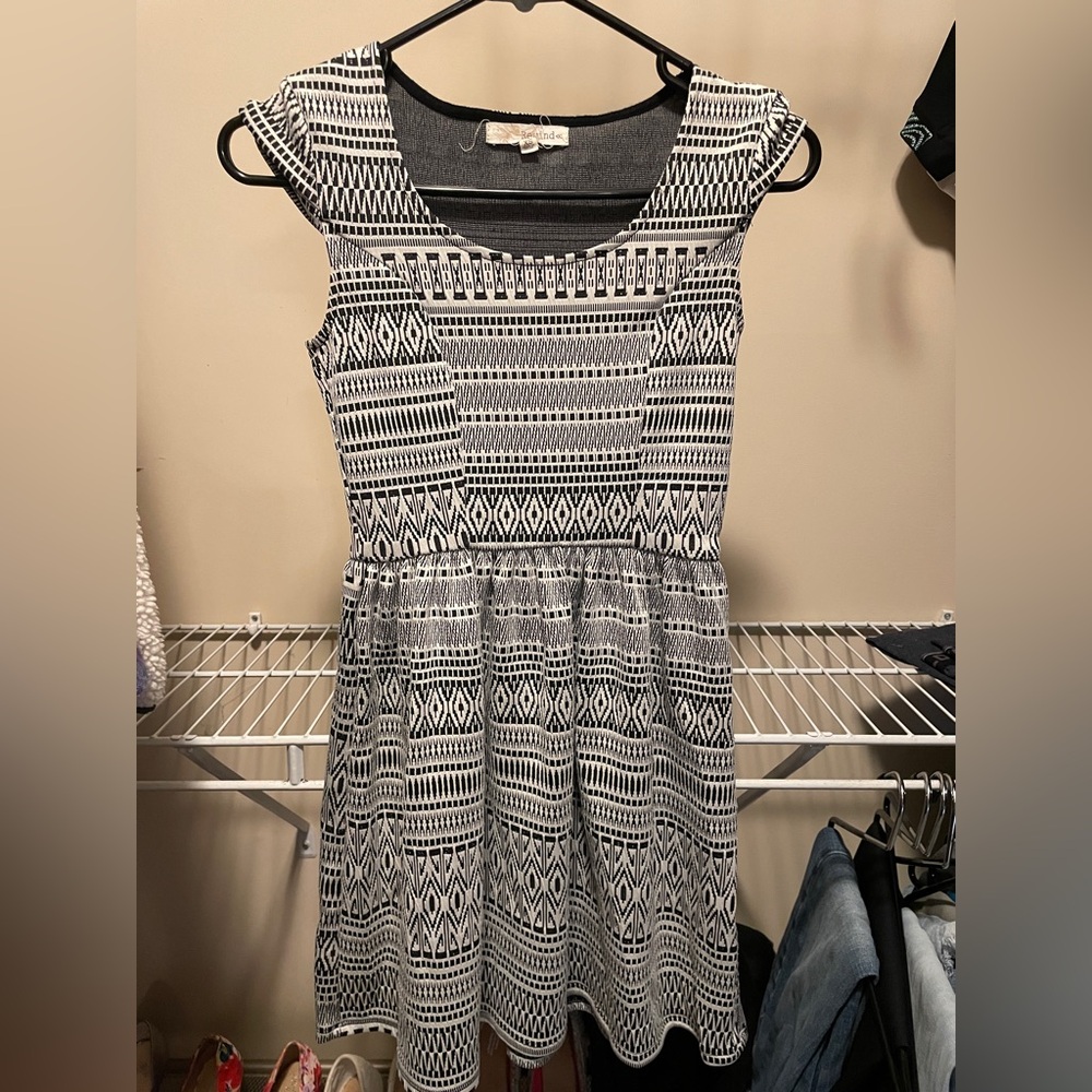Rewind black and white Aztec print dress